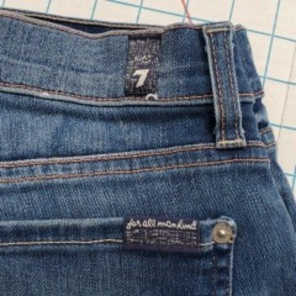 7 For All Mankind The Cropped Skinny Slim Women's 27 Jeans 28x27 Denim Dark USA - Picture 2 of 10